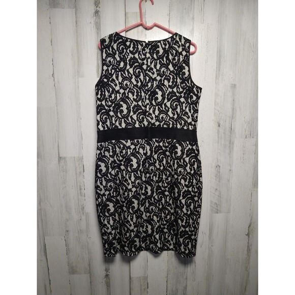 Ralph Lauren Black Lace Overlay Dress Size 16 - Picture 5 of 10